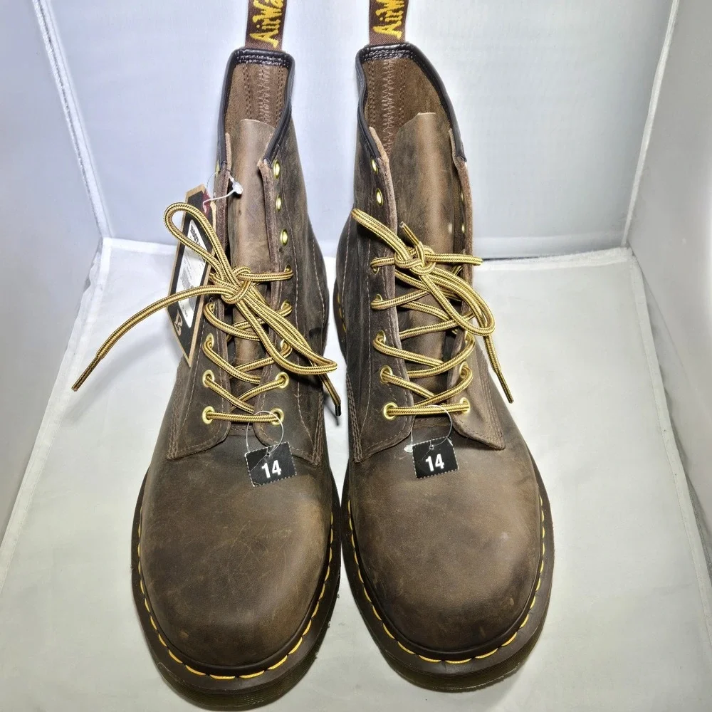 Dr Martens #11822 Brown Leather 1460 8 Eye Tall‎ Combat Boots Mens 14 Womens 15